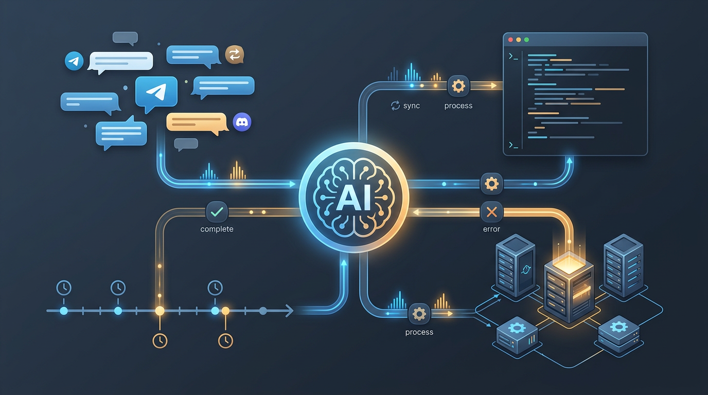 多平台消息 + 定时任务 + 子代理协同示意
