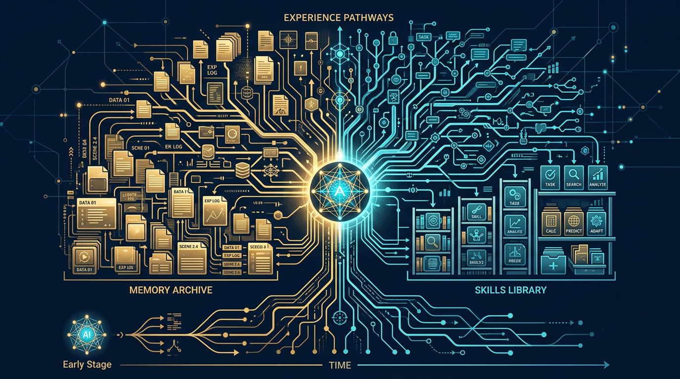 长期记忆 / 技能沉淀 / 个人代理成长示意