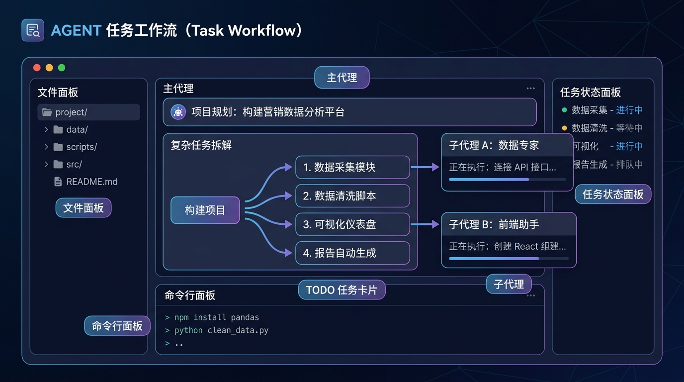Agent 任务拆解工作流示意图
