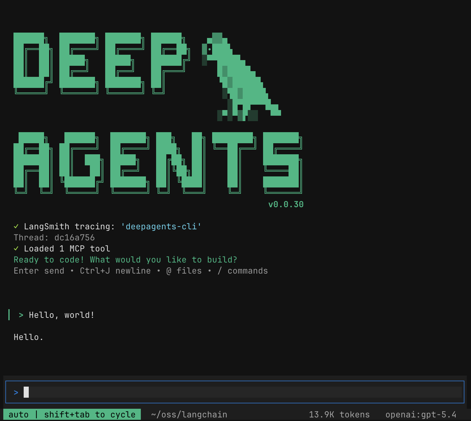 Deep Agents CLI 界面截图
