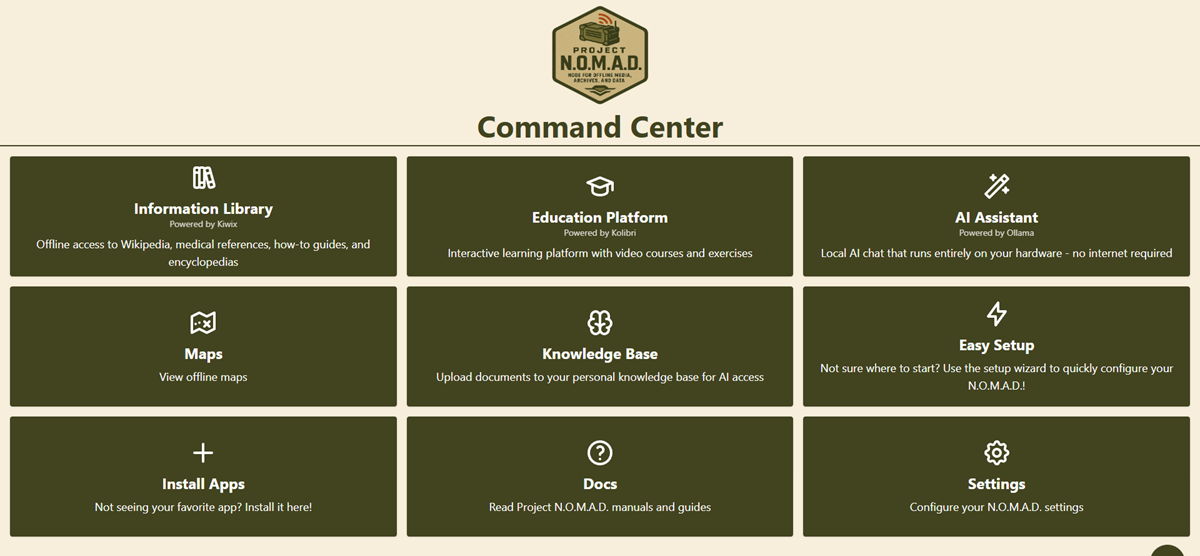 N.O.M.A.D. 的 Command Center 仪表盘