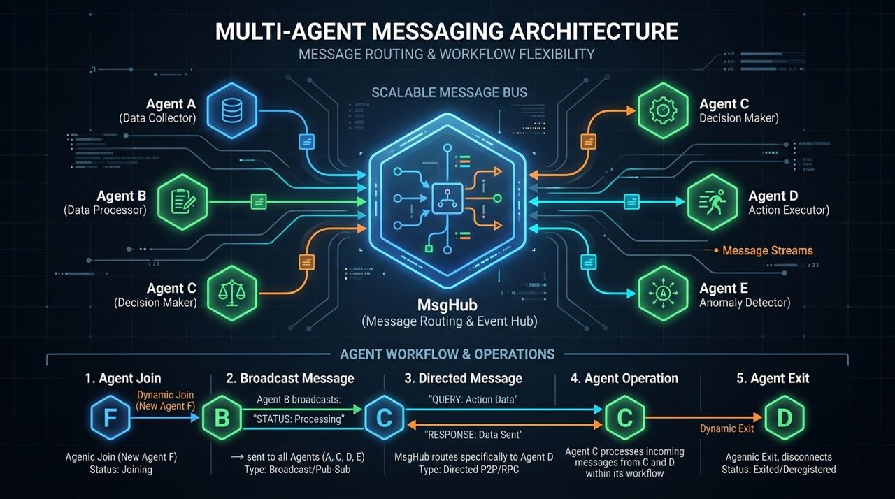 AgentScope 用 MsgHub 把多智能体通信从“写死的脚本流”拉回到更灵活的消息系统抽象。