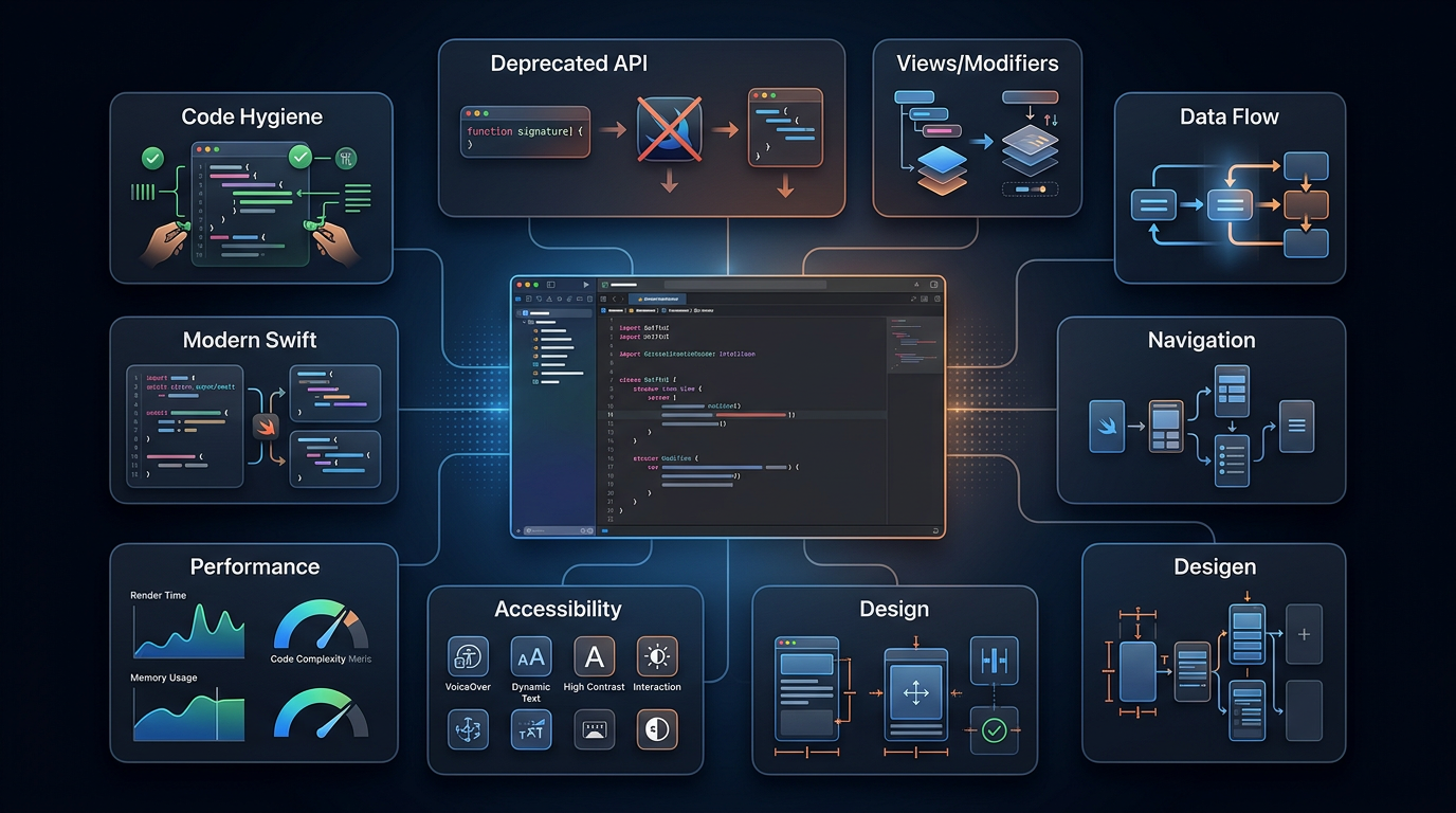 SwiftUI Agent Skill 检查范围示意图