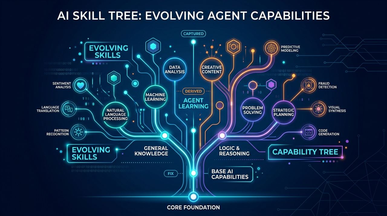 OpenSpace 不是简单堆技能数量，而是在让 skill 从通用模板逐渐长成更细的能力树。