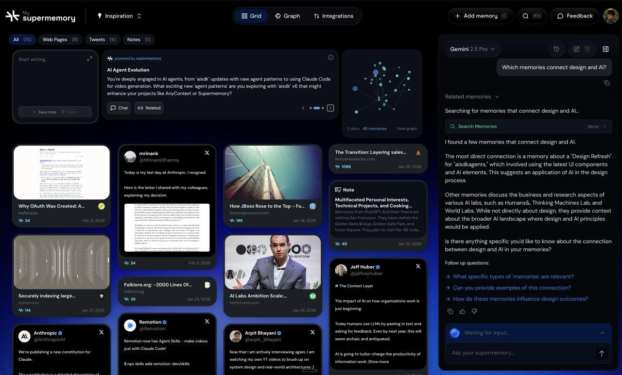 Supermemory App 界面截图